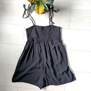 NWT Out from Under Smocked Top Black Romper